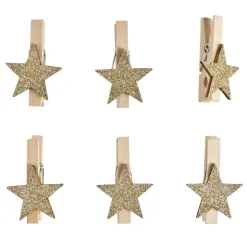 Pince en bois avec décor étoile x6 < Gifi Clearance