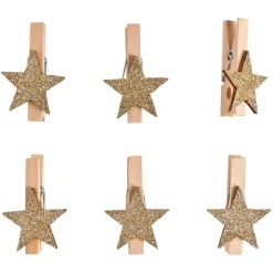 Pince en bois avec décor étoile x6 < Gifi Clearance