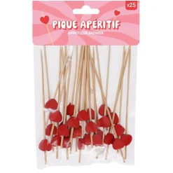Pique apéritif bois avec coeur rouge x25