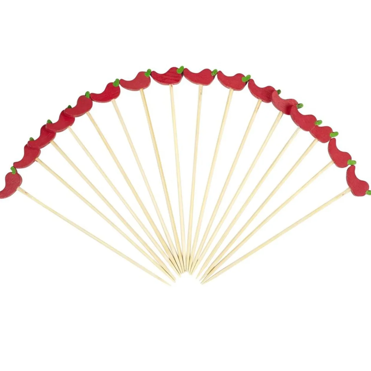 Pique apéritif x20 bambou décor salsa L12cm (2 modèles piment ou cactus)