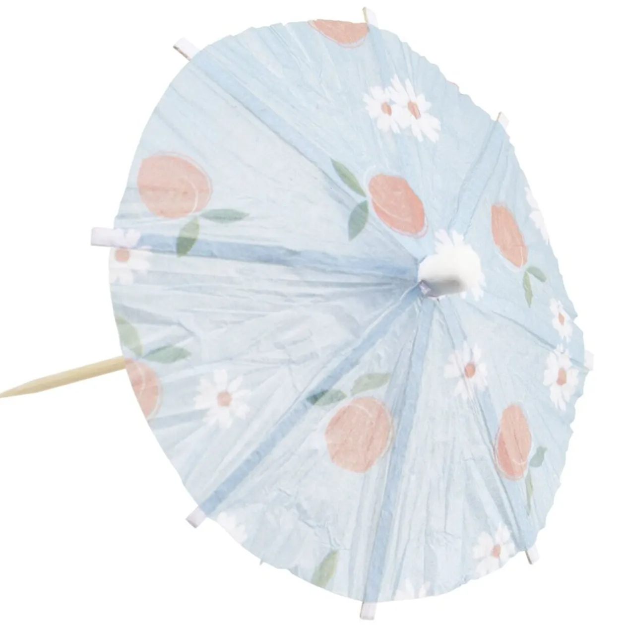 Pique cocktail parasol x20 papier motif floral fruit rose et bleu Ø8xH13cm