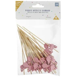 Pique pour apéritif décor pastéque, ananas, cactus ou flamand rose en bambou x30 < Gifi Sale