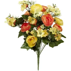 Piquet camélia+marguerite H52 cm orange - Fleur artificielle 18 têtes < Gifi Discount