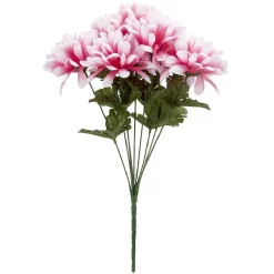 Piquet chrysanthème H44 cm rose - Fleur artificielle 9 têtes