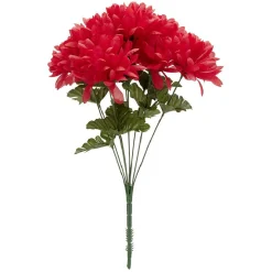 Piquet chrysanthème H44 cm rouge - Fleur artificielle 9 têtes