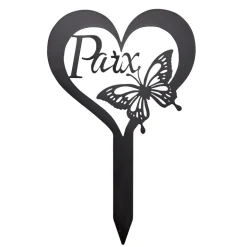 Piquet commémoratif inscription paix fer noir 19xH30cm