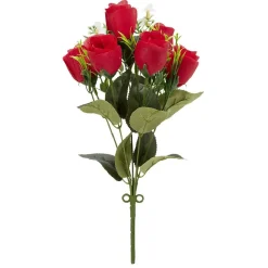 Piquet de boutons de Roses - Fleur artificielle rouge blanc