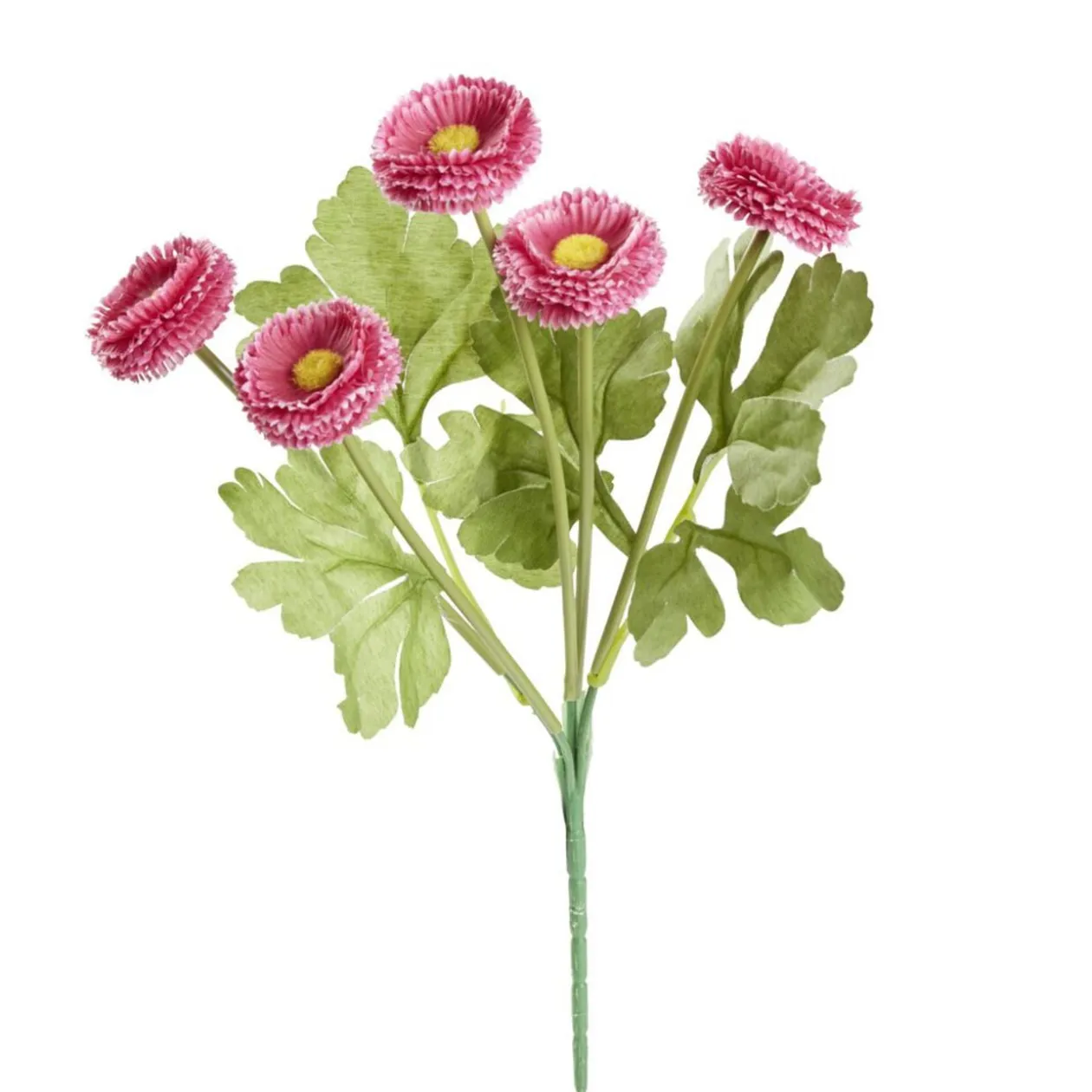 Piquet de 5 Chrysanthèmes roses ouvertes en polyéthylène