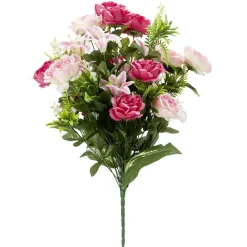 Piquet de fleurs artificielles rose H68 cm