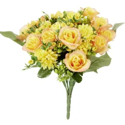 Piquet de rose et chrysanthème orange bouquet fleur artificielle H42cm < Gifi Best