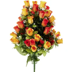 Piquet de rose orange 72 têtes bouquet fleur artificielle Ø40xH67cm < Gifi Best