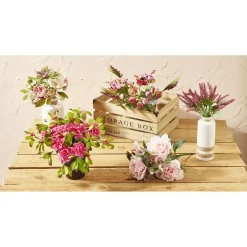 Piquet fleur artificielle bouton de rose bruyère Ø25xH40cm