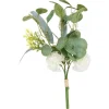 Piquet fleur artificielle et eucalyptus Ø15xH37cm blanc