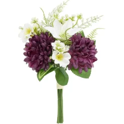 Piquet fleur artificielle Ø18xH32cm blanc et violet