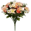 Piquet gerbera+rose bouton+pâquerette+gypsophile corail 36 têtes