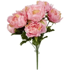 Piquet pivoine rose bouquet fleur artificielle 9 têtes Ø28xH45cm < Gifi Outlet