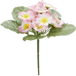 Piquet primevères artificielles 15 têtes H9 cm rose