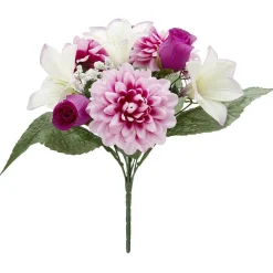 Piquet rose chrysanthème gypsophile violet fleur artificielle H36cm < Gifi Sale