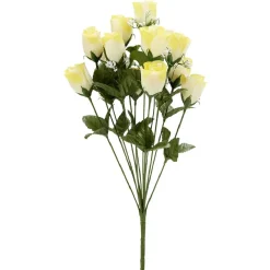 Piquet rose H48 cm jaune - Fleur artificielle 14 têtes