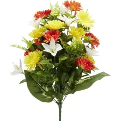 Piquet tournesol+chrysanthème H68 jaune orange -Fleur artificielle < Gifi Outlet