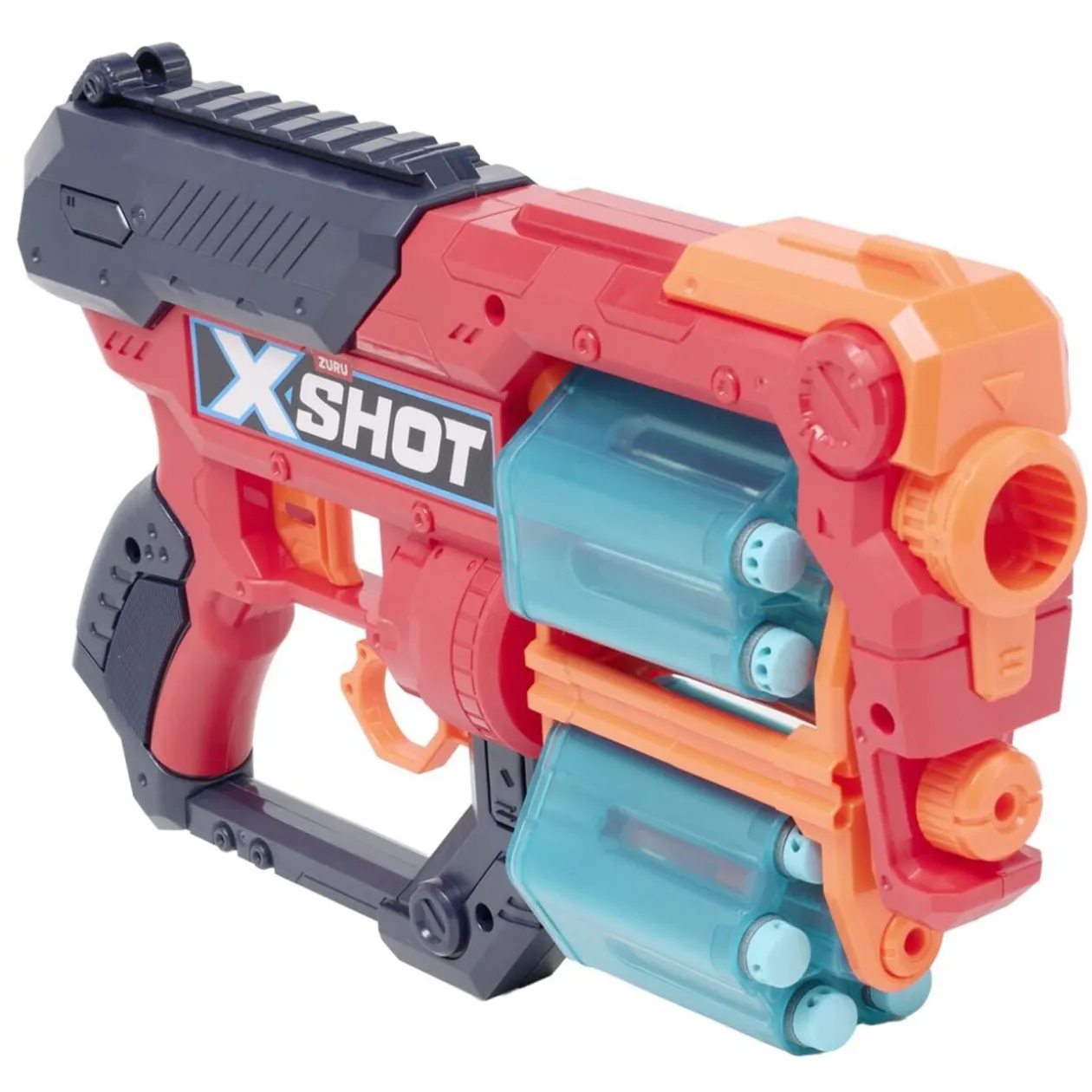 Pistolet à fléchettes x16 Zuru Xshot Xcess plastique rouge et bleu