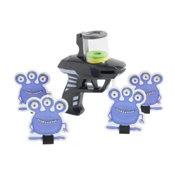 Pistolet tir rapide rondelle mousse x10 avec cible extraterrestre x4