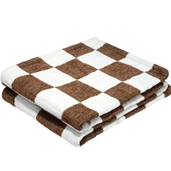 Plaid chenille motif damier bicolore 127x152cm (2 modèles)