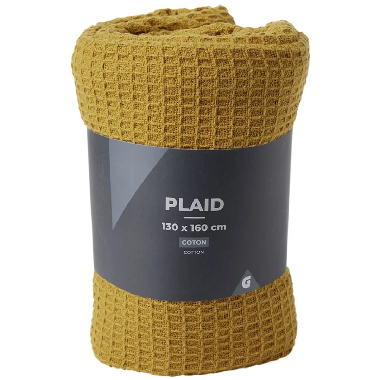 Plaid coton gaufré 130x160cm jaune < Gifi