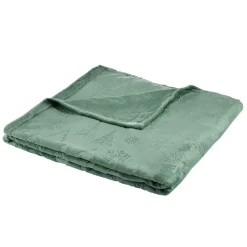 Plaid de Noël imprimé relief polyester L160X130 cm (2 modèles rouge ou vert)