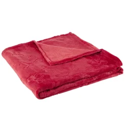 Plaid de Noël imprimé relief polyester L160X130 cm (2 modèles rouge ou vert)