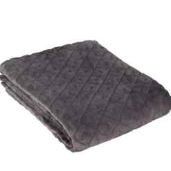 Plaid en flanelle uni gris relief losange < Gifi
