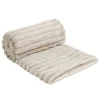 Plaid flanelle stries en relief marron 130x160cm