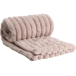 Plaid flanelle stries en relief rose pâle130x160cm < Gifi Clearance