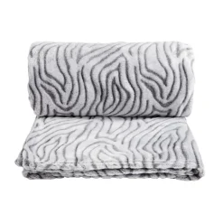 Plaid jacquard 200x200cm bleu ou tigré noir et blanc < Gifi Outlet