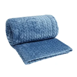Plaid jacquard 200x200cm bleu ou tigré noir et blanc < Gifi Outlet