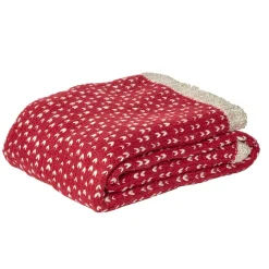 Plaid motif coeur en acrylique beige rouge < Gifi New