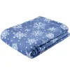 Plaid Noël imprimé flocon de neige polyester L160X130 cm bleu