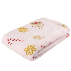 Plaid Noël imprimé gourmandises polyester L160X130 cm rose