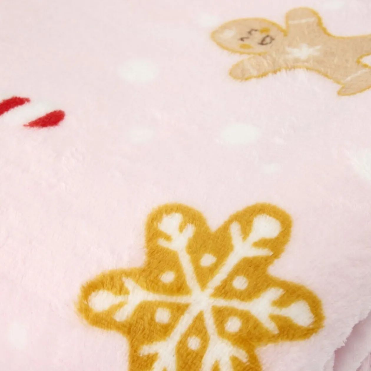 Plaid Noël imprimé gourmandises polyester L160X130 cm rose