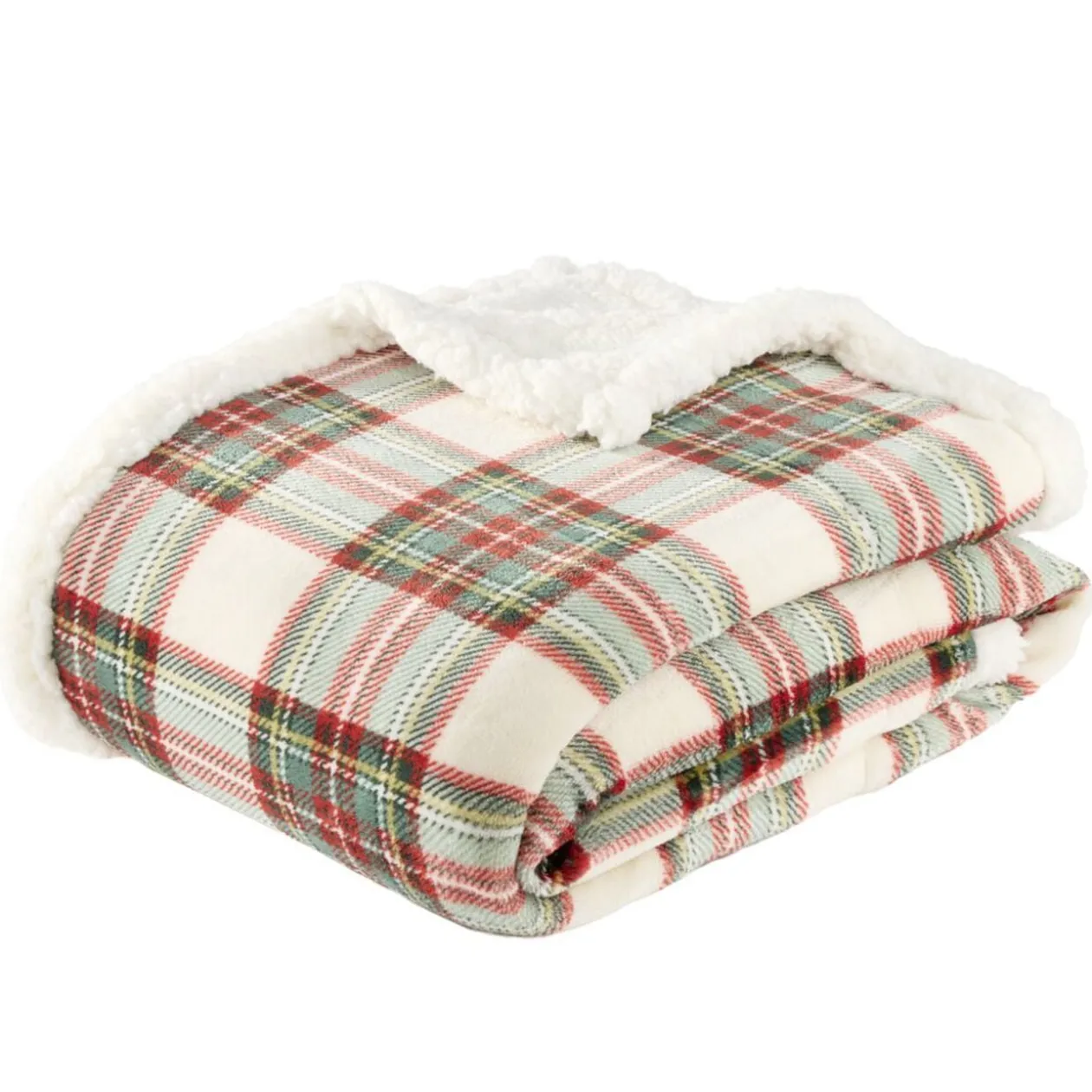 Plaid Noël vintage imprimé tartan polyester L150X120 cm
