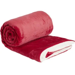 Plaid pilou pilou réversible rouge et blanc 127x152cm < Gifi