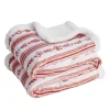 Plaid pilou pilou sherpa blanc motif Noël rouge 120x150cm