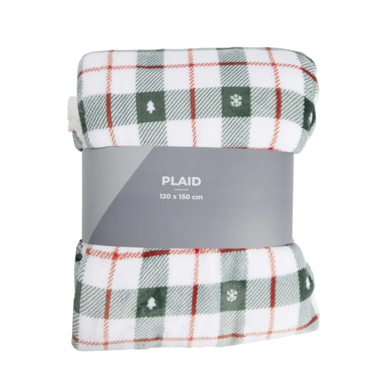 Plaid pilou pilou sherpa blanc motif tartan vert 120x150cm < Gifi Outlet