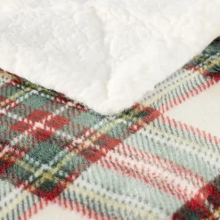 Plaid pilou XL imprimé motif jacquard L200X180 cm (2 modèles rouge ou beige)