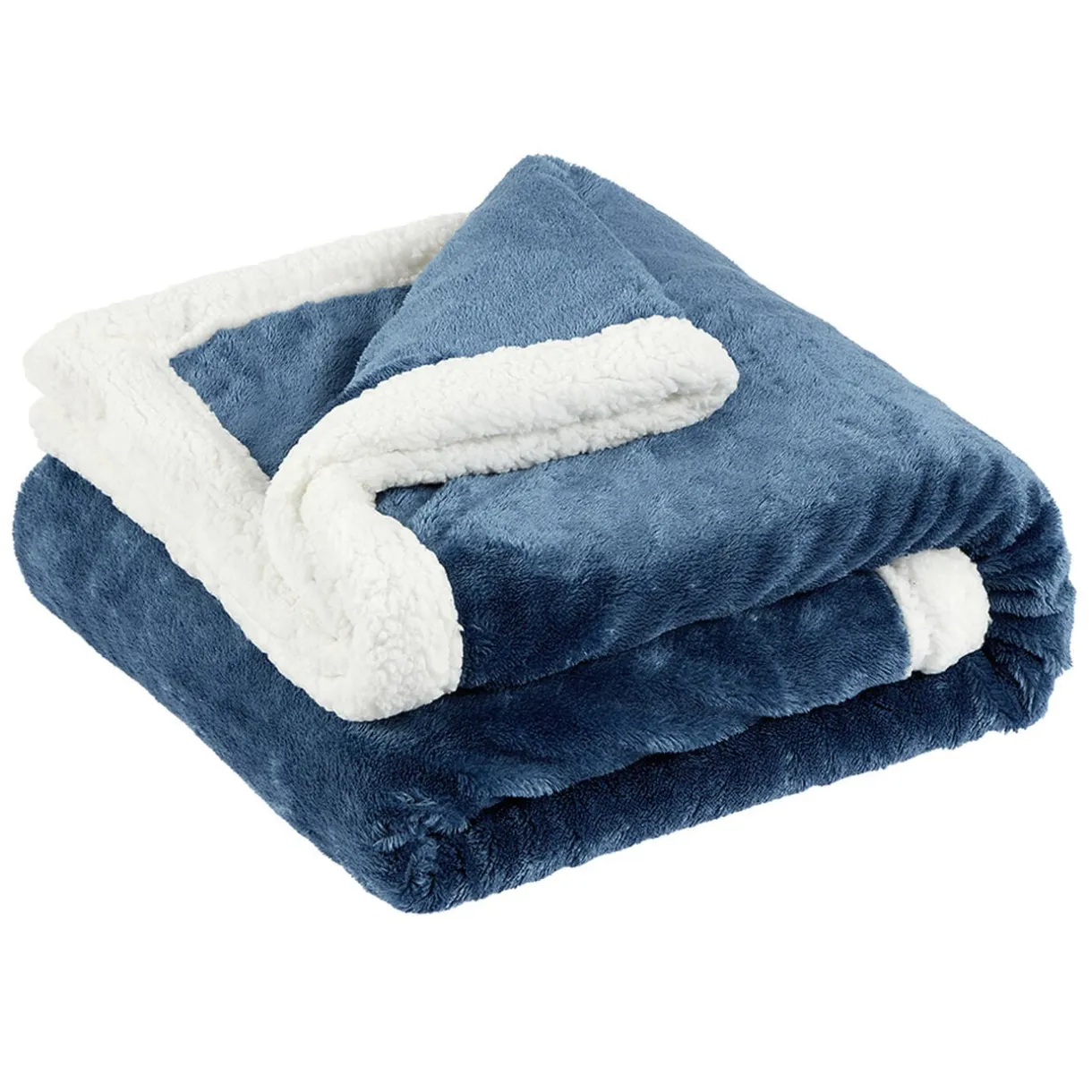 Plaid polaire réversible imitation fourrure bleu et blanc < Gifi Discount