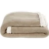 Plaid polaire réversible imitation fourrure taupe et blanc < Gifi Best