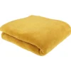Plaid polyester 1 place uni jaune moutarde < Gifi New