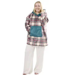 Plaid pull imprimé de Noël L80X70 cm polyester (3 modèles vert/rose/beige) < Gifi