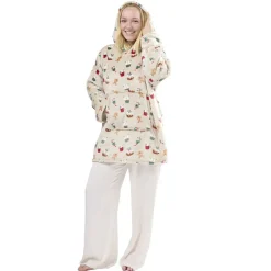 Plaid pull imprimé de Noël L80X70 cm polyester (3 modèles vert/rose/beige) < Gifi