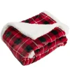Plaid sherpa blanc motif tartan rouge 120x150cm < Gifi Clearance